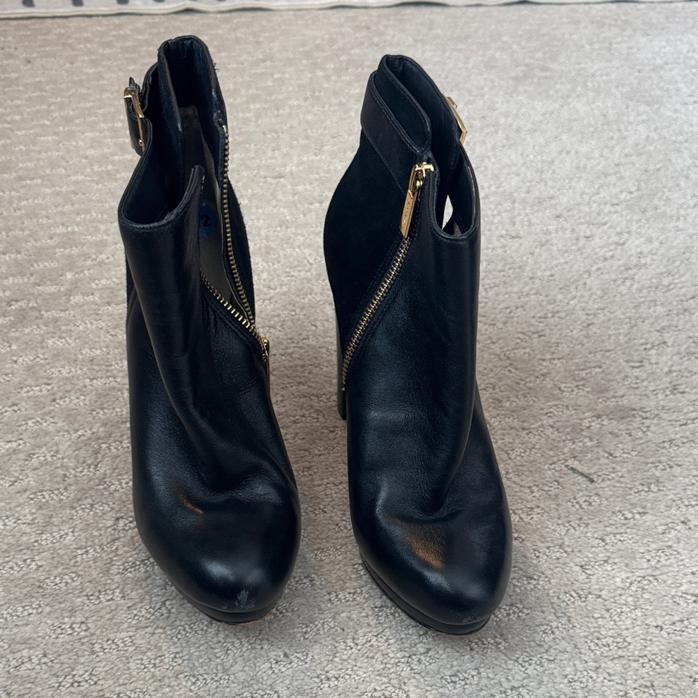 Michael Kors Black Ankle Booties with Gold Accents